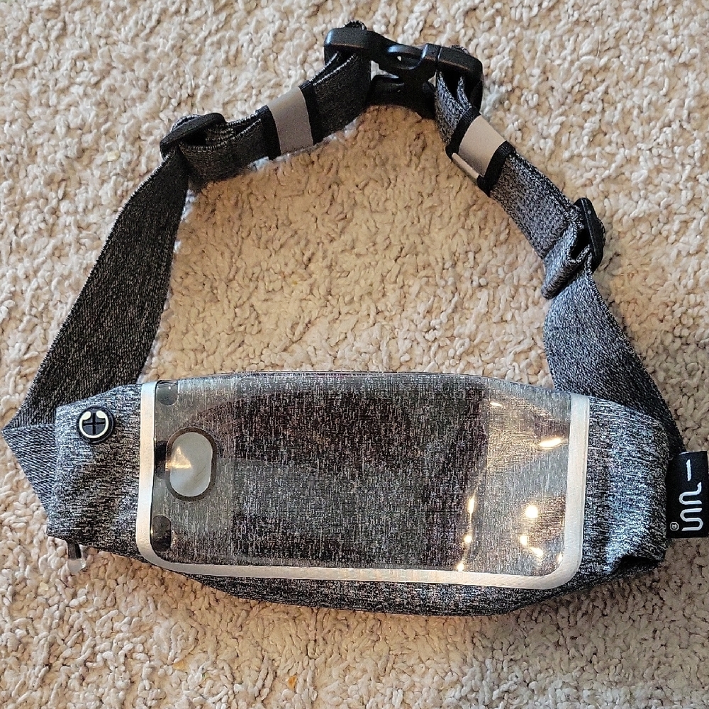 SPlbelt Running Belt Gray/Black, Room For Phone, Keys, Cards